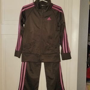 Girls adidas Tracksuit Size 5T Brown w/ Pink